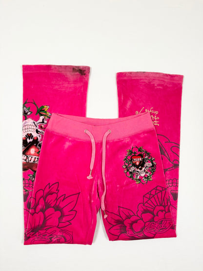 Pink Velour Ed Hardy Tracksuit