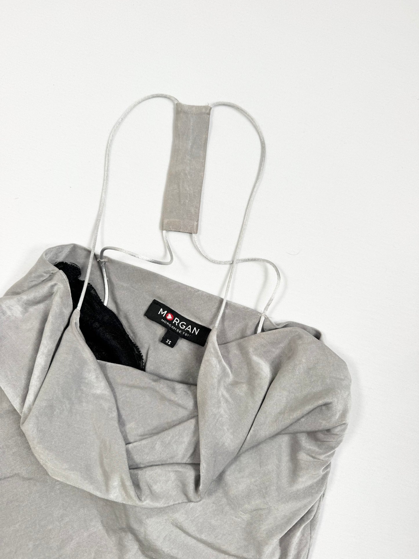 Morgan De Toi Grey Diamante Cowl Neck Cami ♡