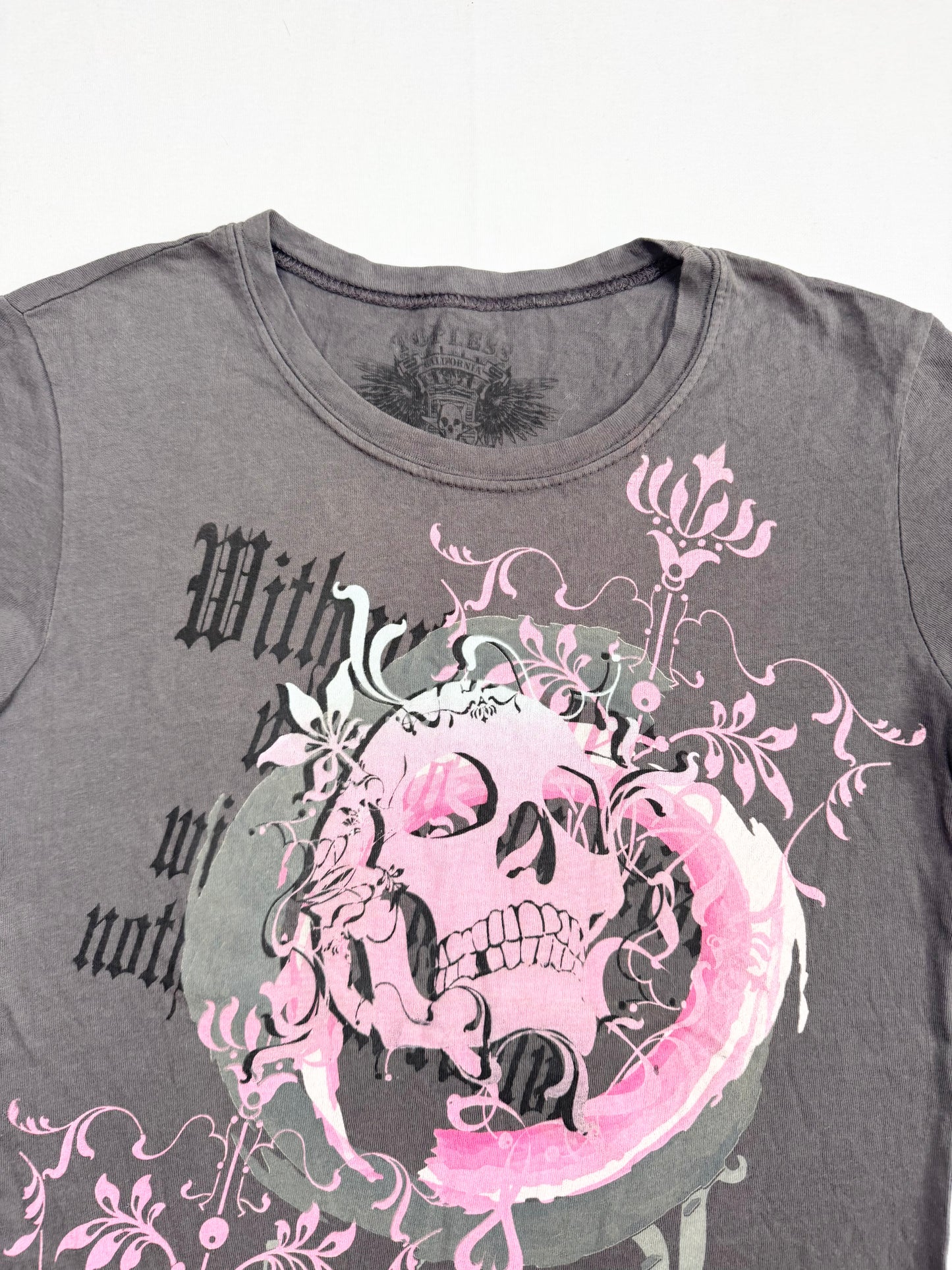 Grey & Pink Skull Tee ♡ M