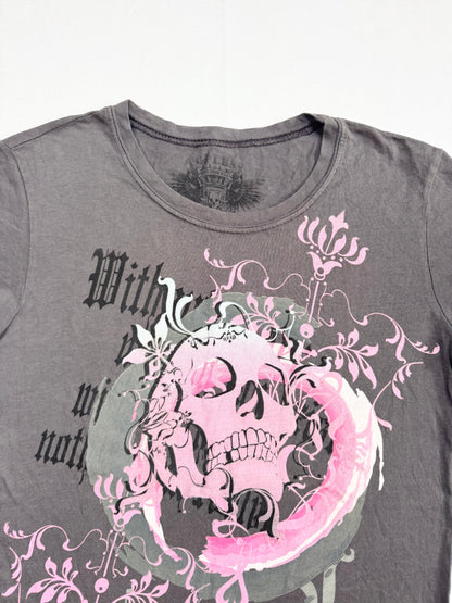 Grey & Pink Skull Tee ♡ M