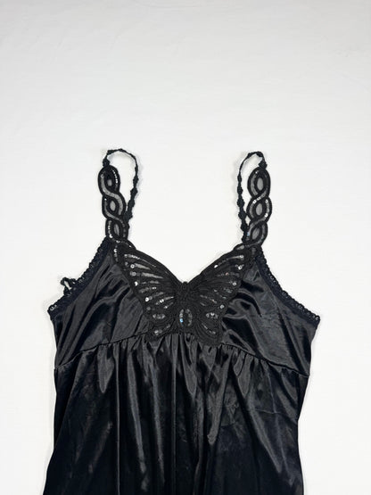 Black Satin Butterfly Cami ♡ S