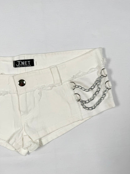 White Chain Micro Shorts