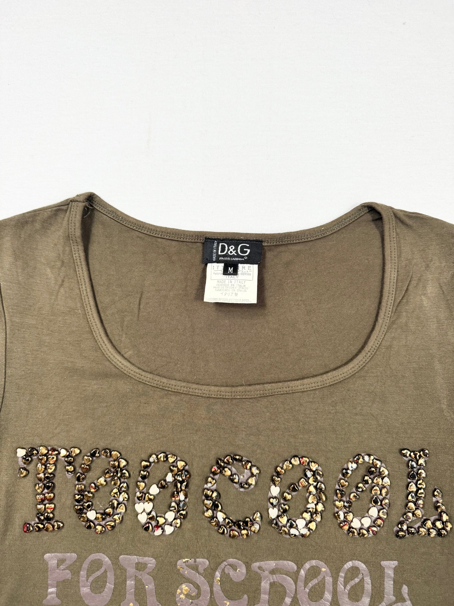 D&G “Too Cool For School” Khaki Tee ♡ M