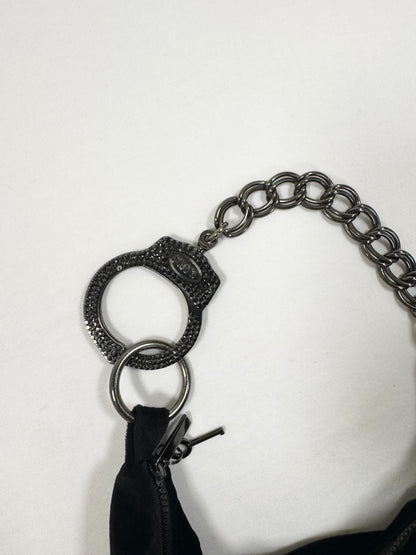 Cuffz By Linz Black Velvet Diamante Cuff Bag ♡