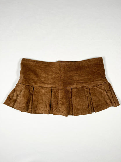 Brown Pleated Micro Skirt