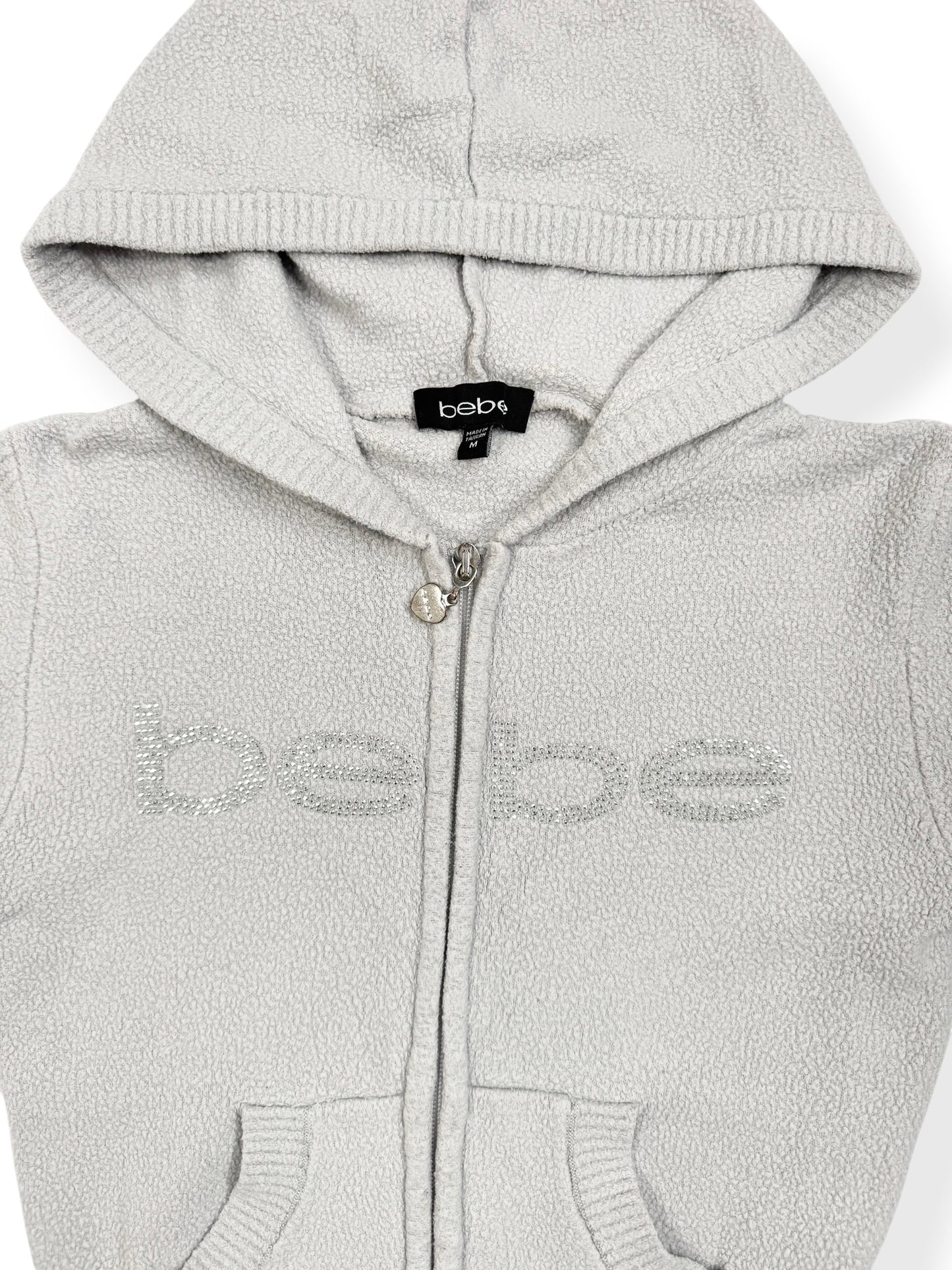 Grey Bebe Diamanté Zip Up Hoodie ♡ M