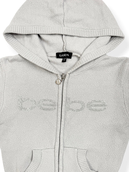 Grey Bebe Diamanté Zip Up Hoodie ♡ M