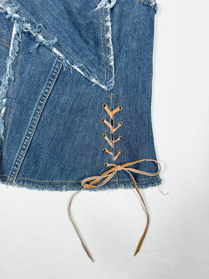 Jungle Cat Denim Lace Up Cami