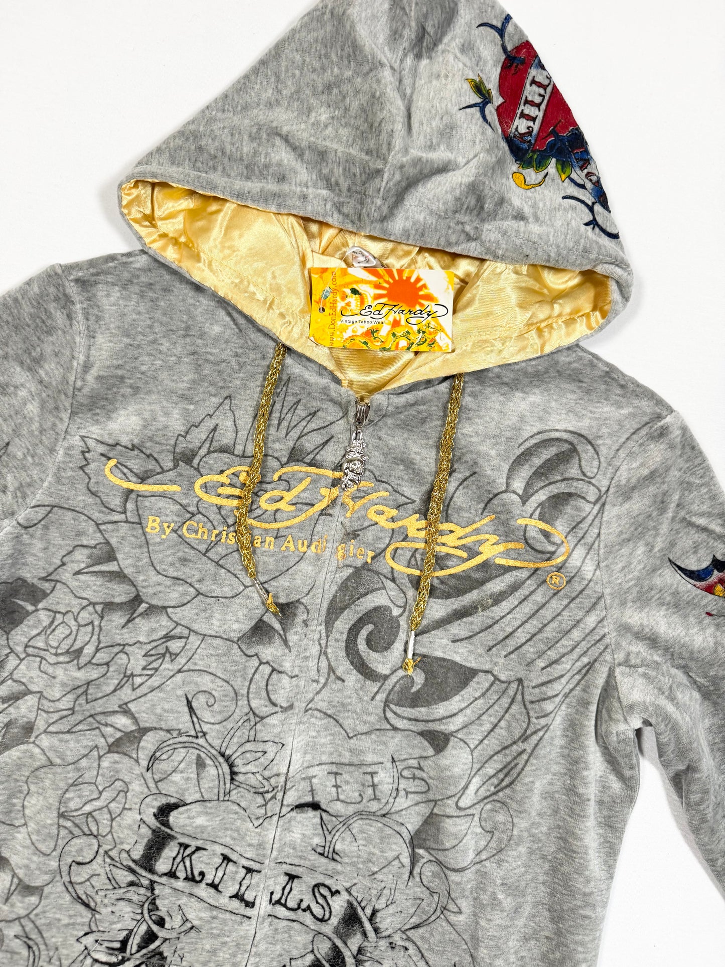 Ed Hardy Grey Velour Tracksuit ♡ Size M