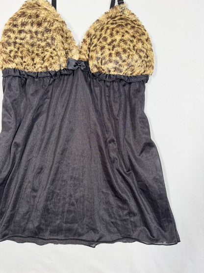 Gyaru Leopard Fur Bust Cami ♡ Size S