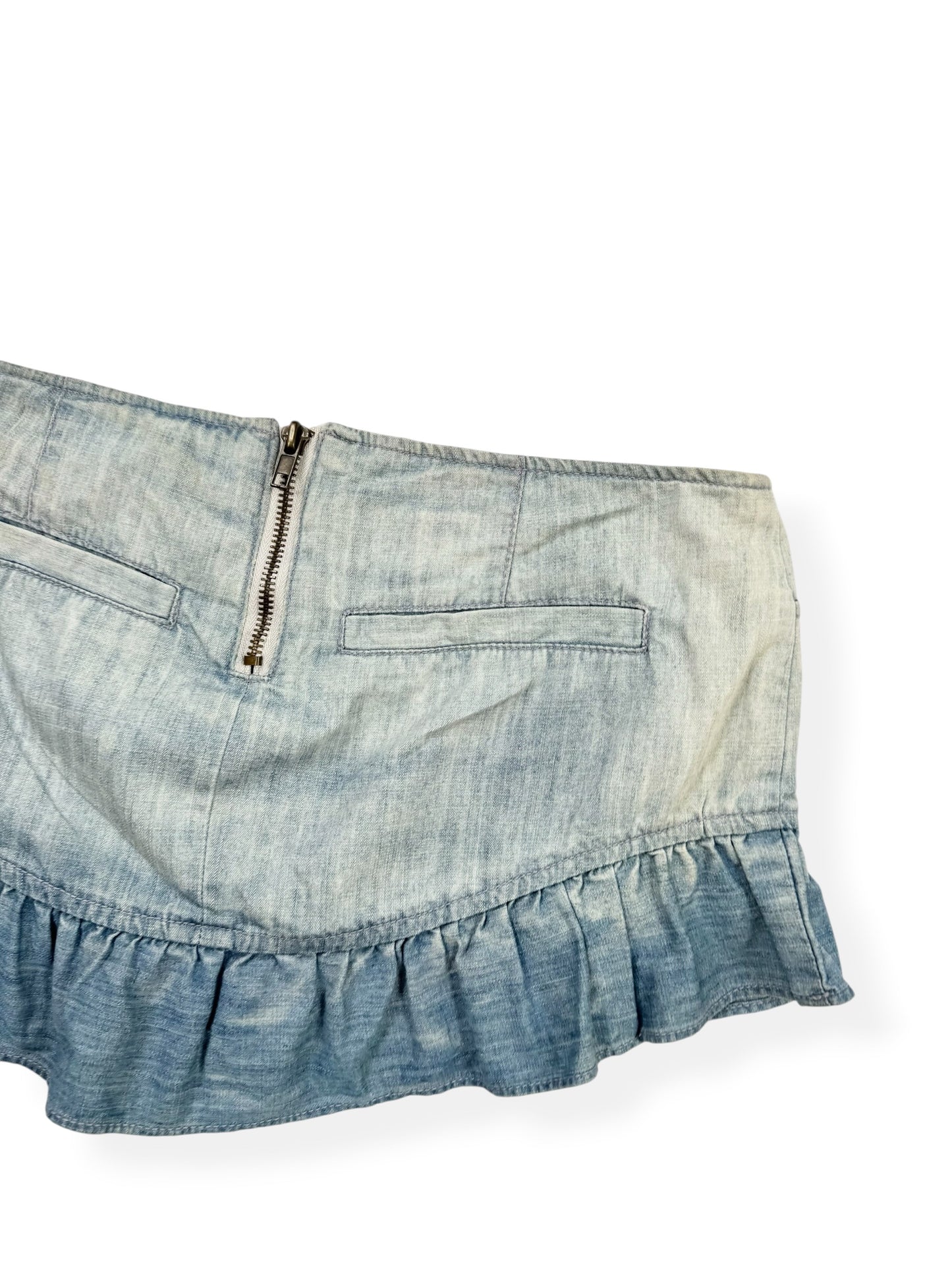 Ruffle Trim Denim Micro Skirt ♡ XS