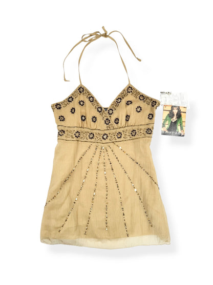 Rampage Beige Beaded Halter Cami ♡ S