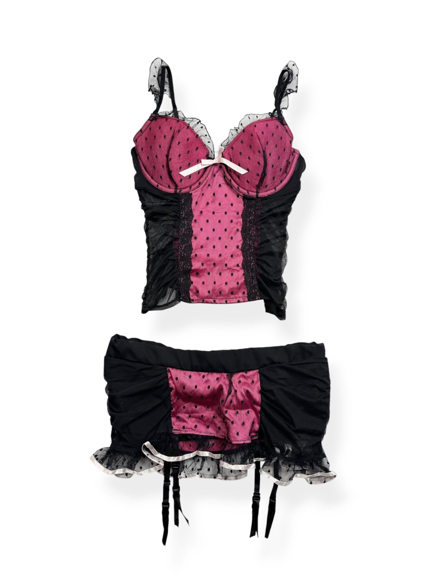 Victorias Secret Pink & Black Cami  Skirt Set ♡ XS