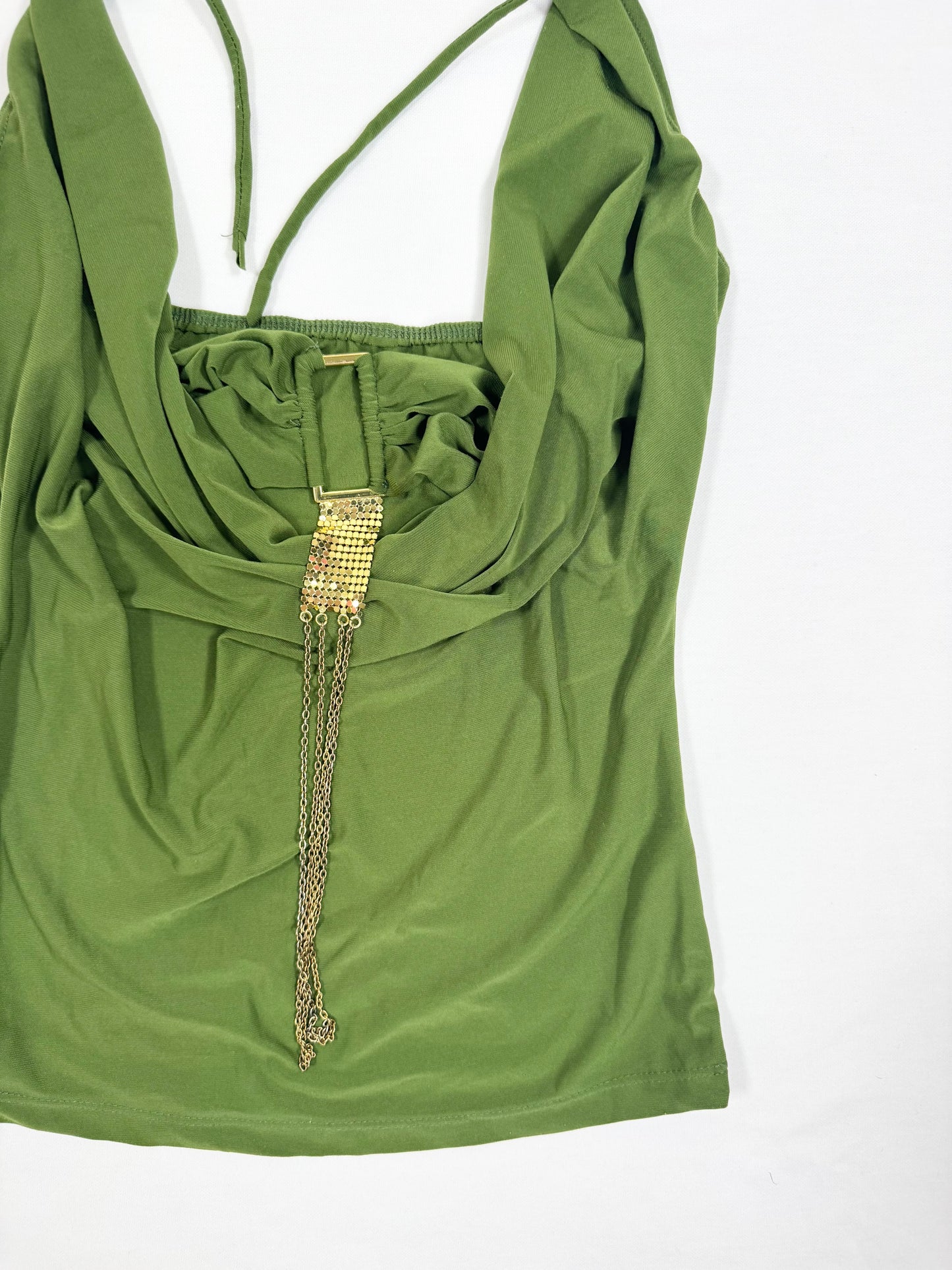 Green Cowl Neck Halter Top ♡ S