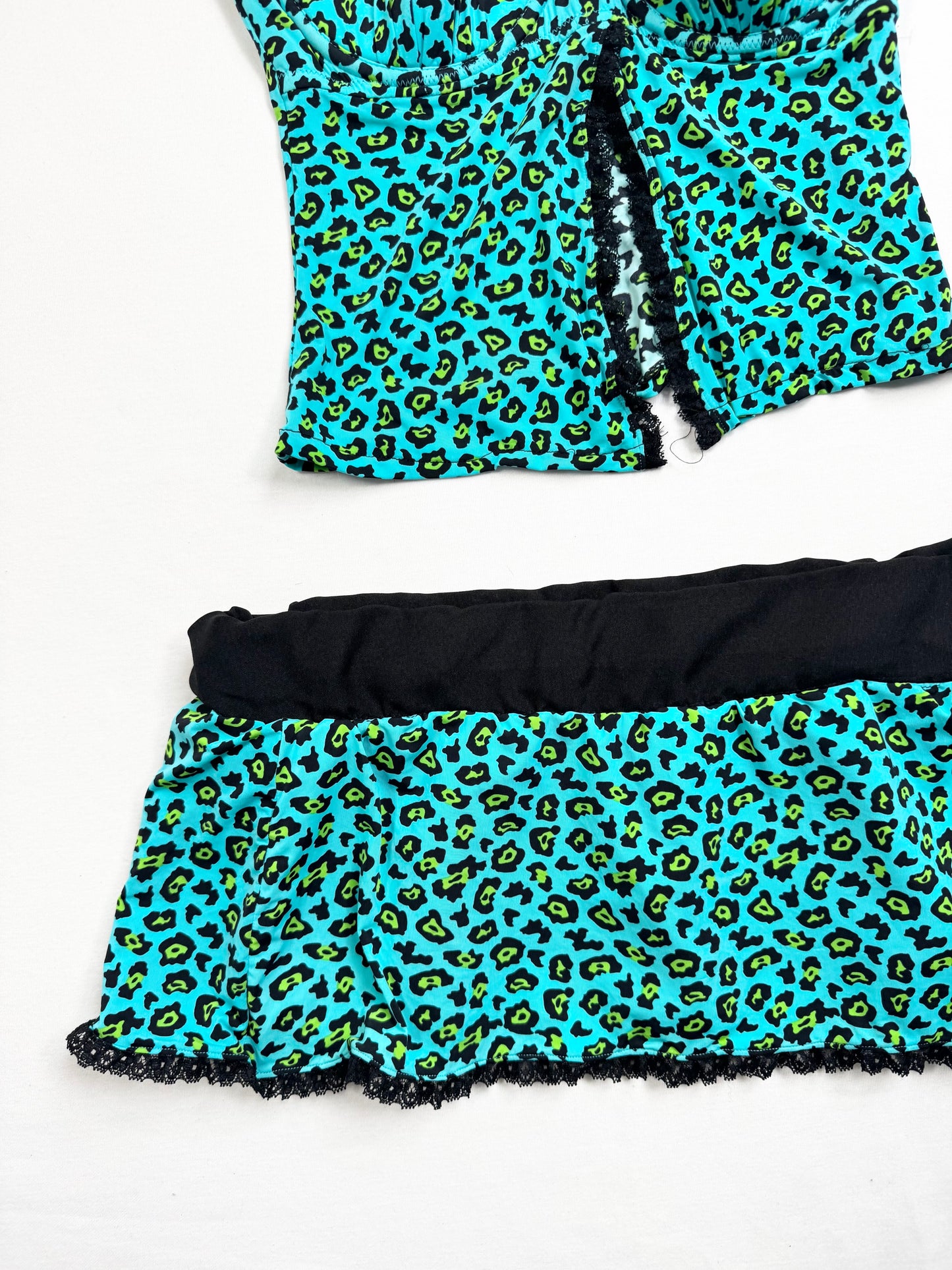Blue Leopard Cami & Skirt Set ♡ S