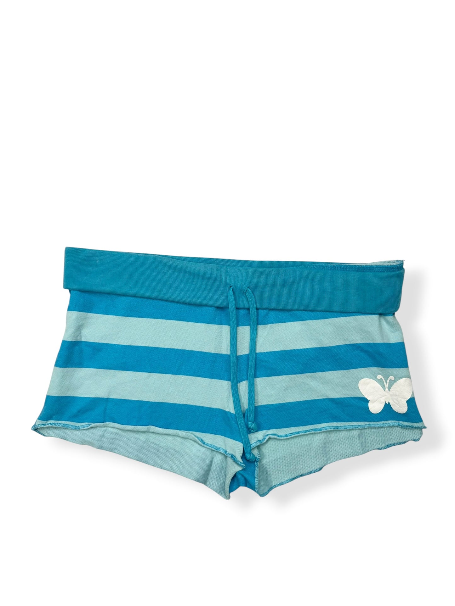 Aero Blue Striped Fold Over Shorts ♡ L