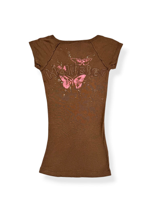 Hollister Brown Butterfly Tee ♡ XS