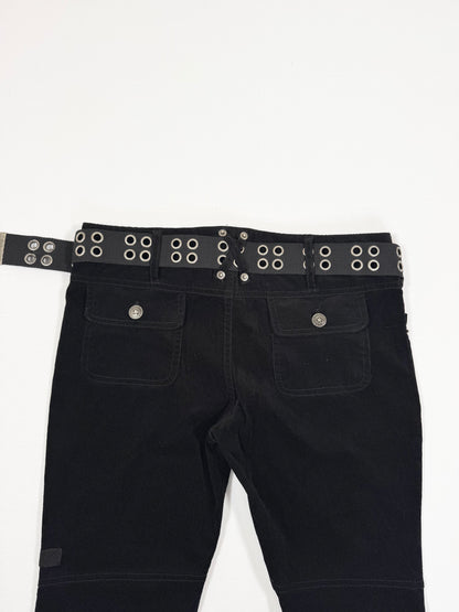 Black Cargo Flared Corduroy Pants ♡ S