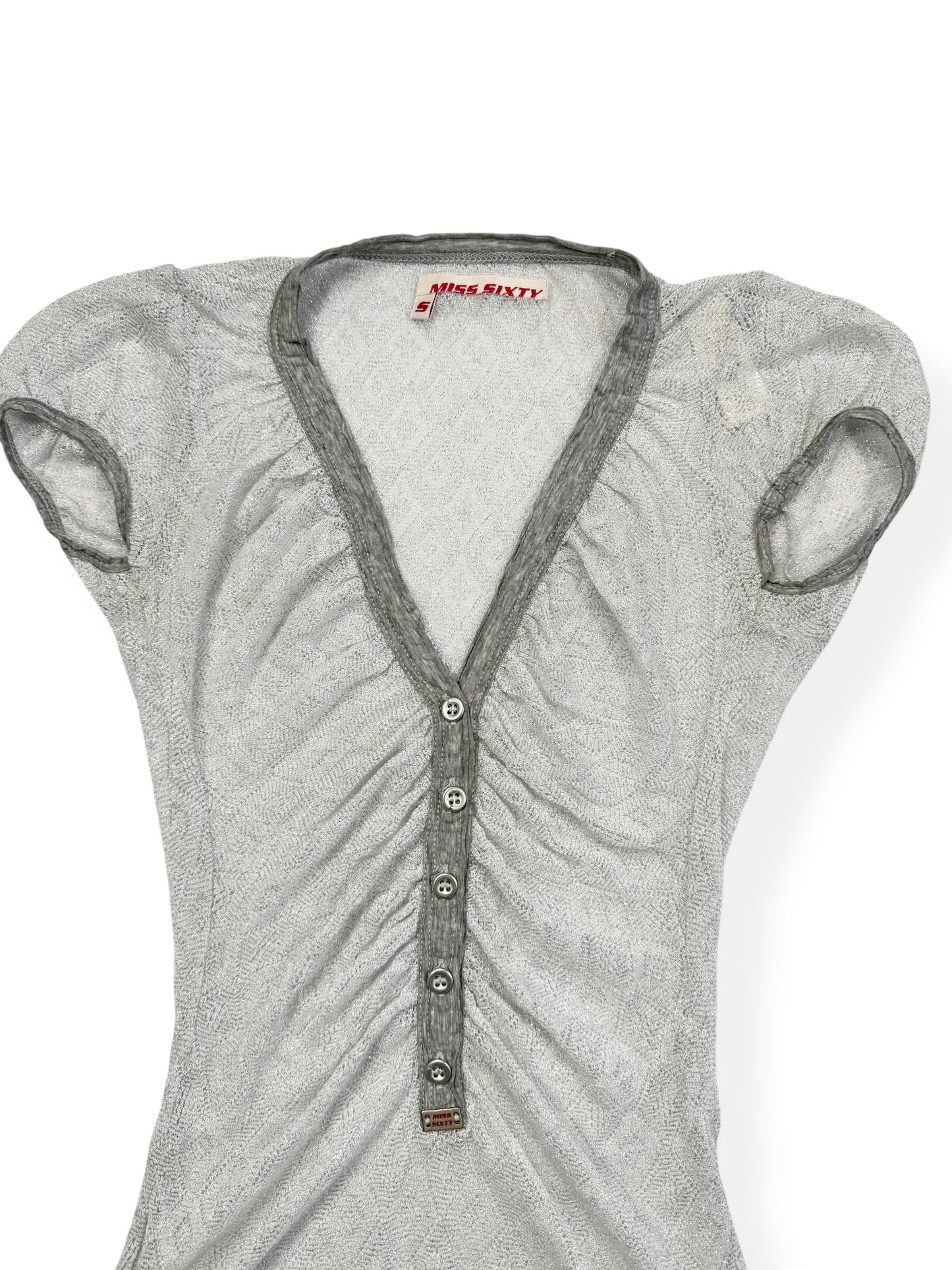 Miss Sixty Silver Glittery Tee ♡ S