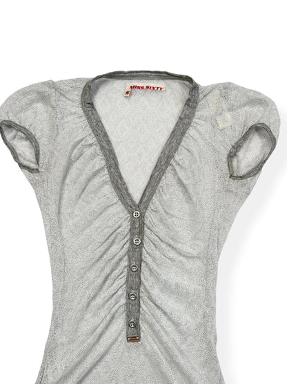 Miss Sixty Silver Glittery Tee ♡ S