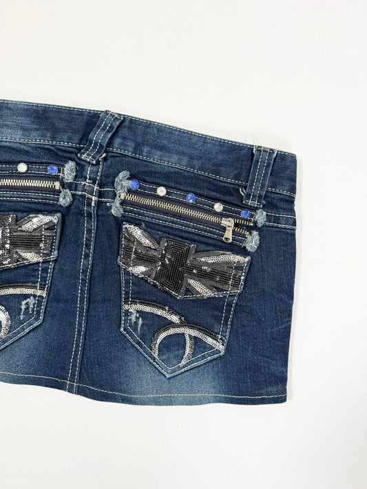 Sequin Union Jack Mini Skirt ♡ S