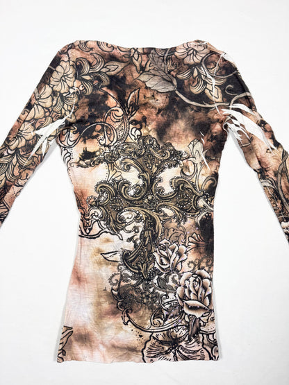 Grunge Brown Long Sleeved Top ♡ Size XS