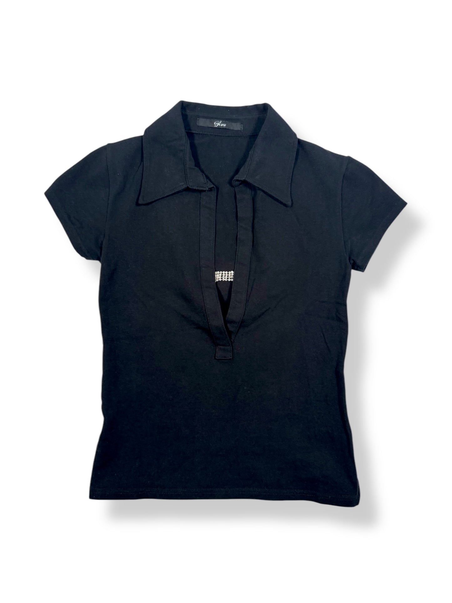 Glow Diamante Side Slit Shirt