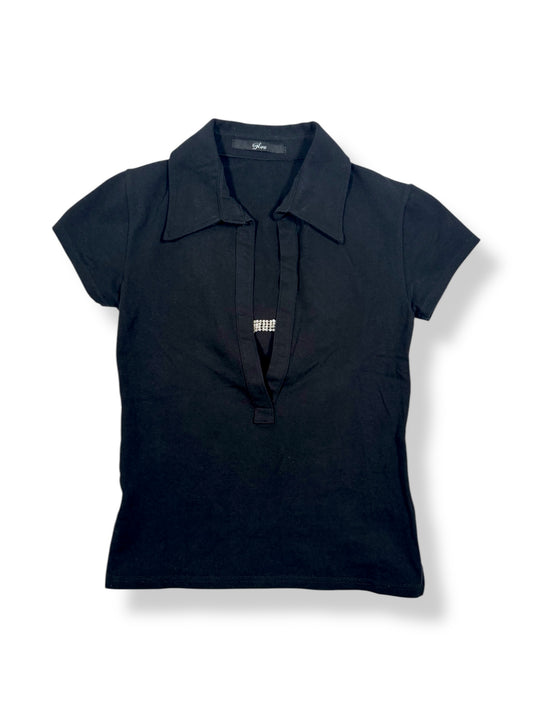 Glow Diamante Side Slit Shirt