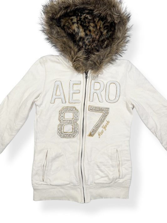 Aero Leopard Fur Hood Zip Up ♡ Size S