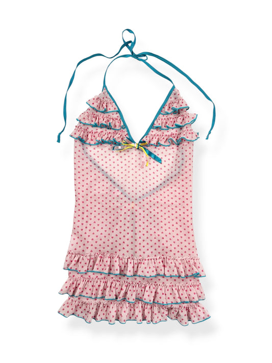 Pink & Blue Heart Ruffle Cami ♡ S