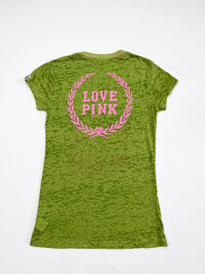 PINK “Love Pink” Green Tee ♡ M