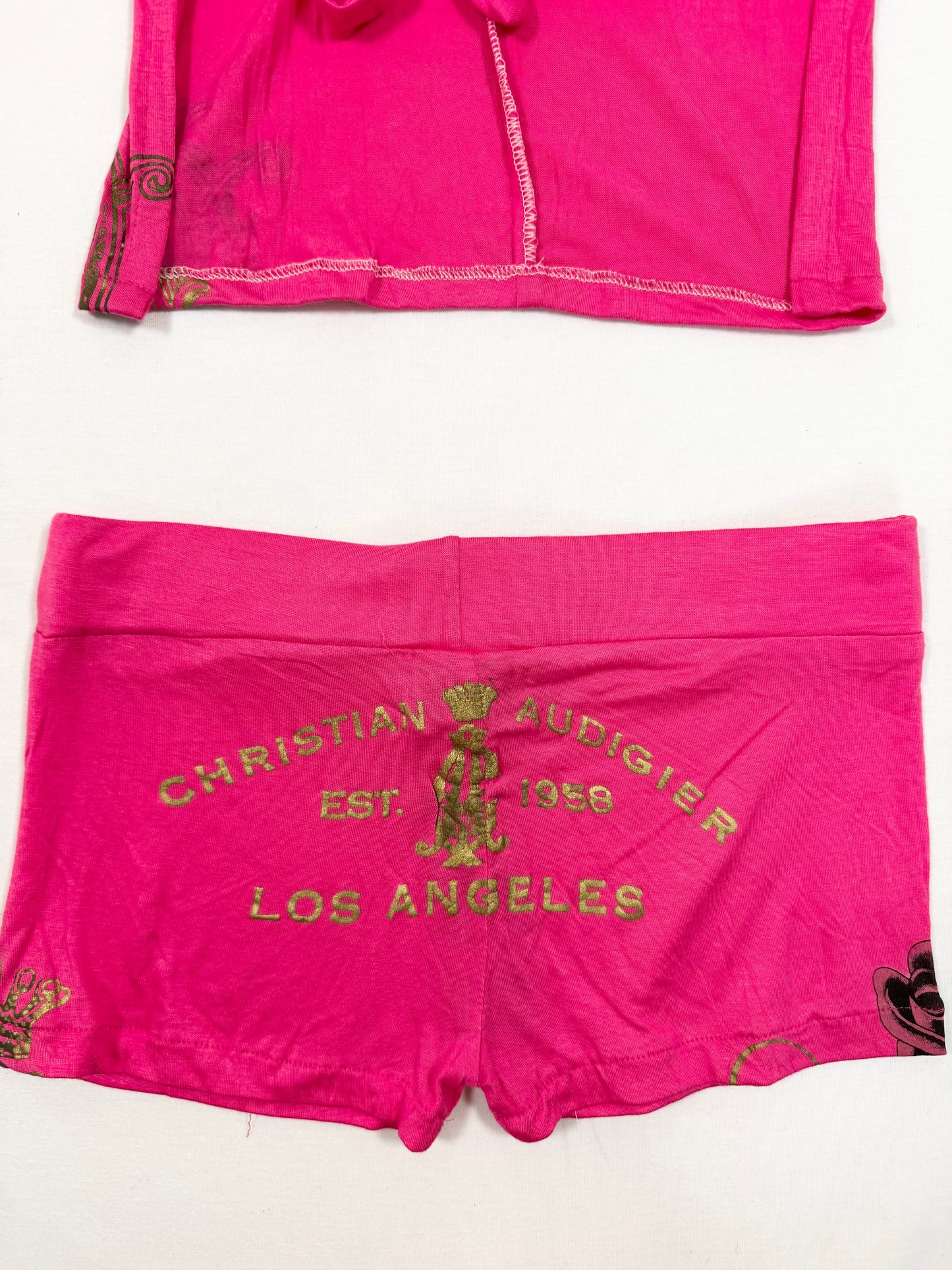 Christian Audigier Pink Shorts & Halter Set ♡ S