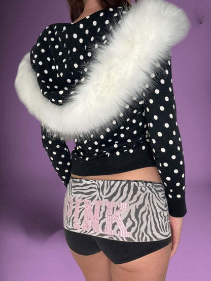 Juicy Couture Polka Dot Fur Hoodie ♡ XS