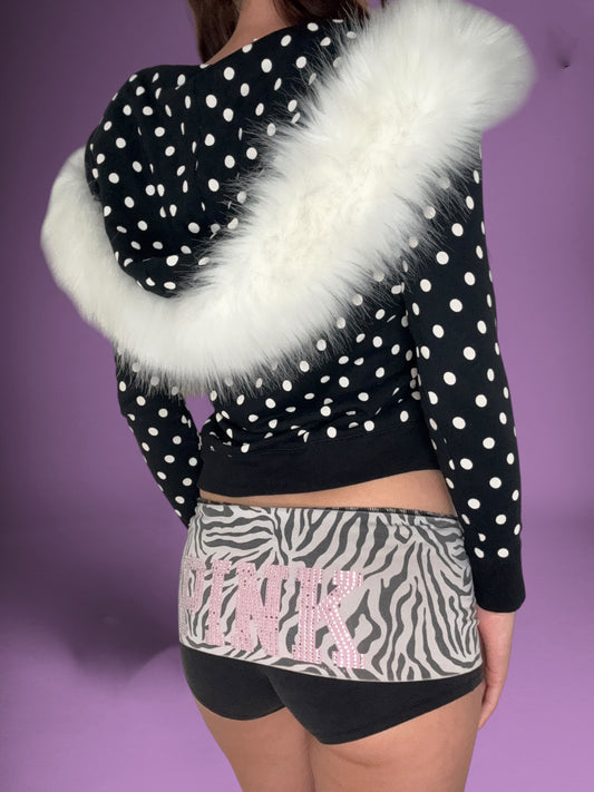 Juicy Couture Polka Dot Fur Hoodie ♡ XS