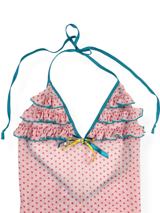 Pink & Blue Heart Ruffle Cami ♡ S