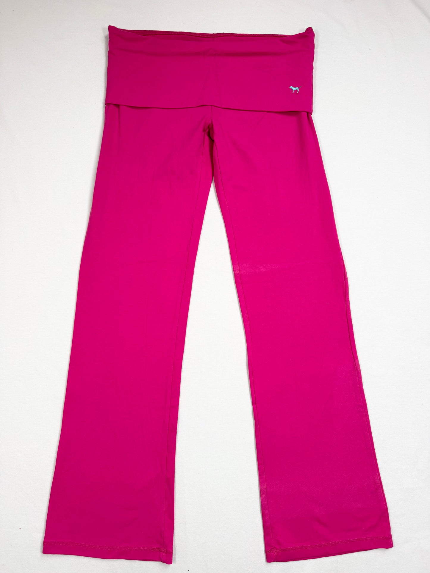 PINK Hot Pink & Blue Fold Over Waistband Leggings ♡ S/M