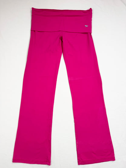 PINK Hot Pink & Blue Fold Over Waistband Leggings ♡ S/M