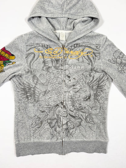 Ed Hardy Grey Velour Tracksuit