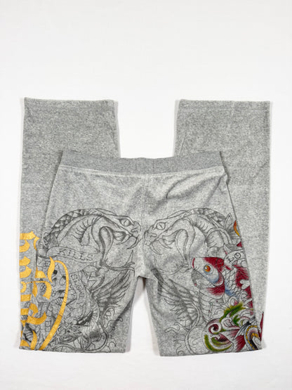 Ed Hardy Grey Velour Tracksuit