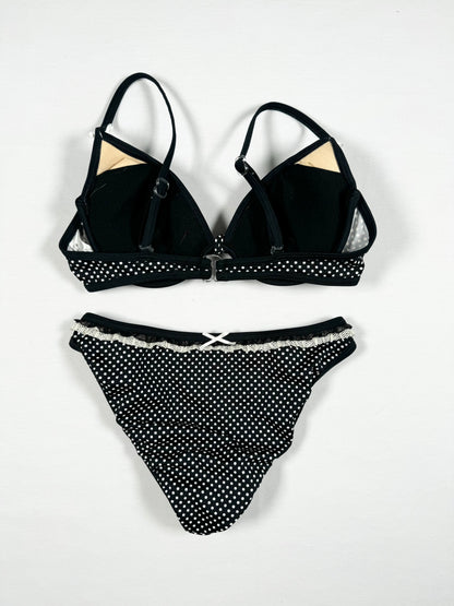 Polka Dot Bow Bikini + Skirt Set