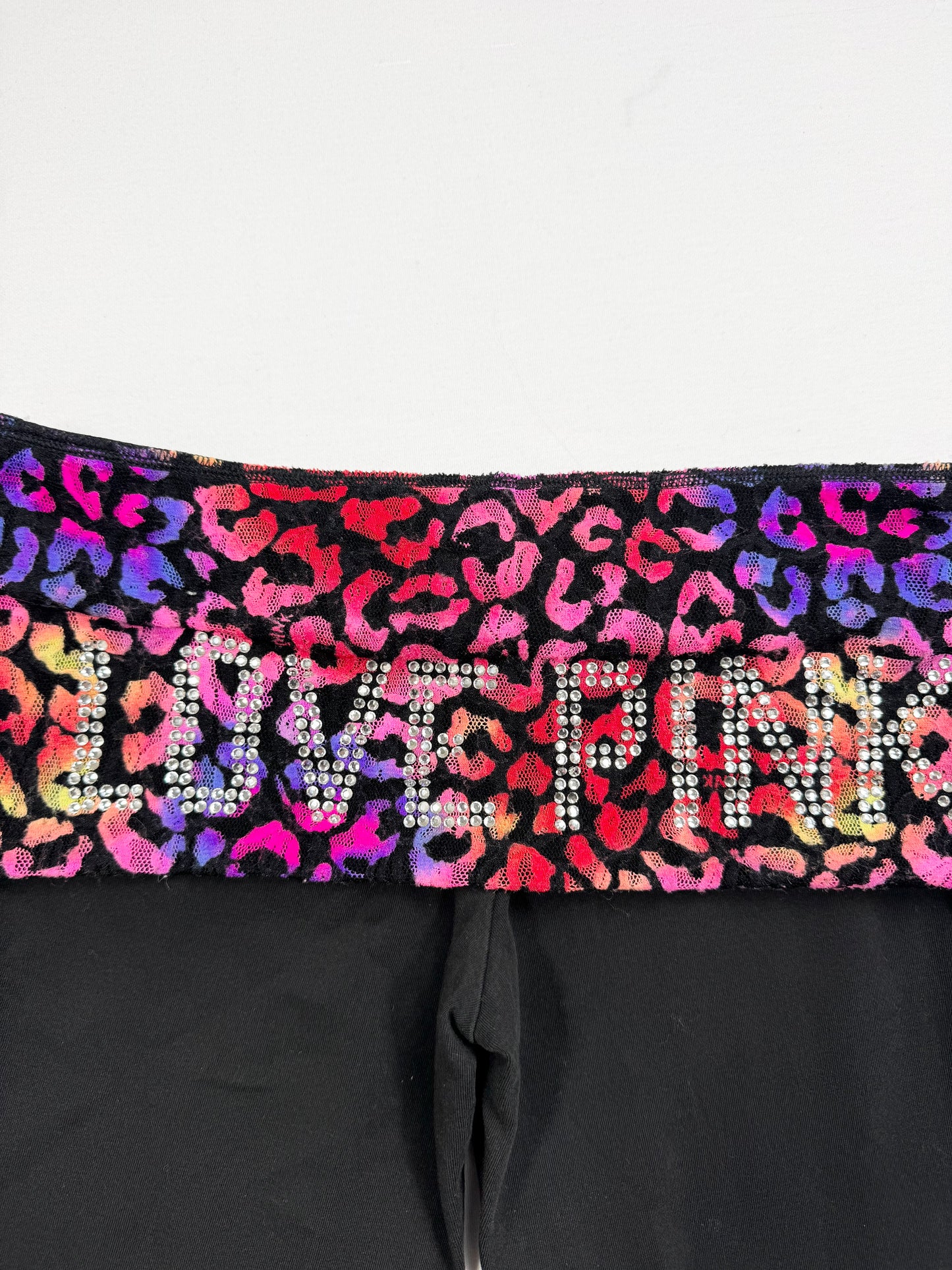 PINK Leopard Fold Over Flares Leggings ♡ M