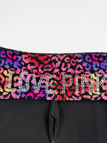 PINK Leopard Fold Over Flares Leggings ♡ M
