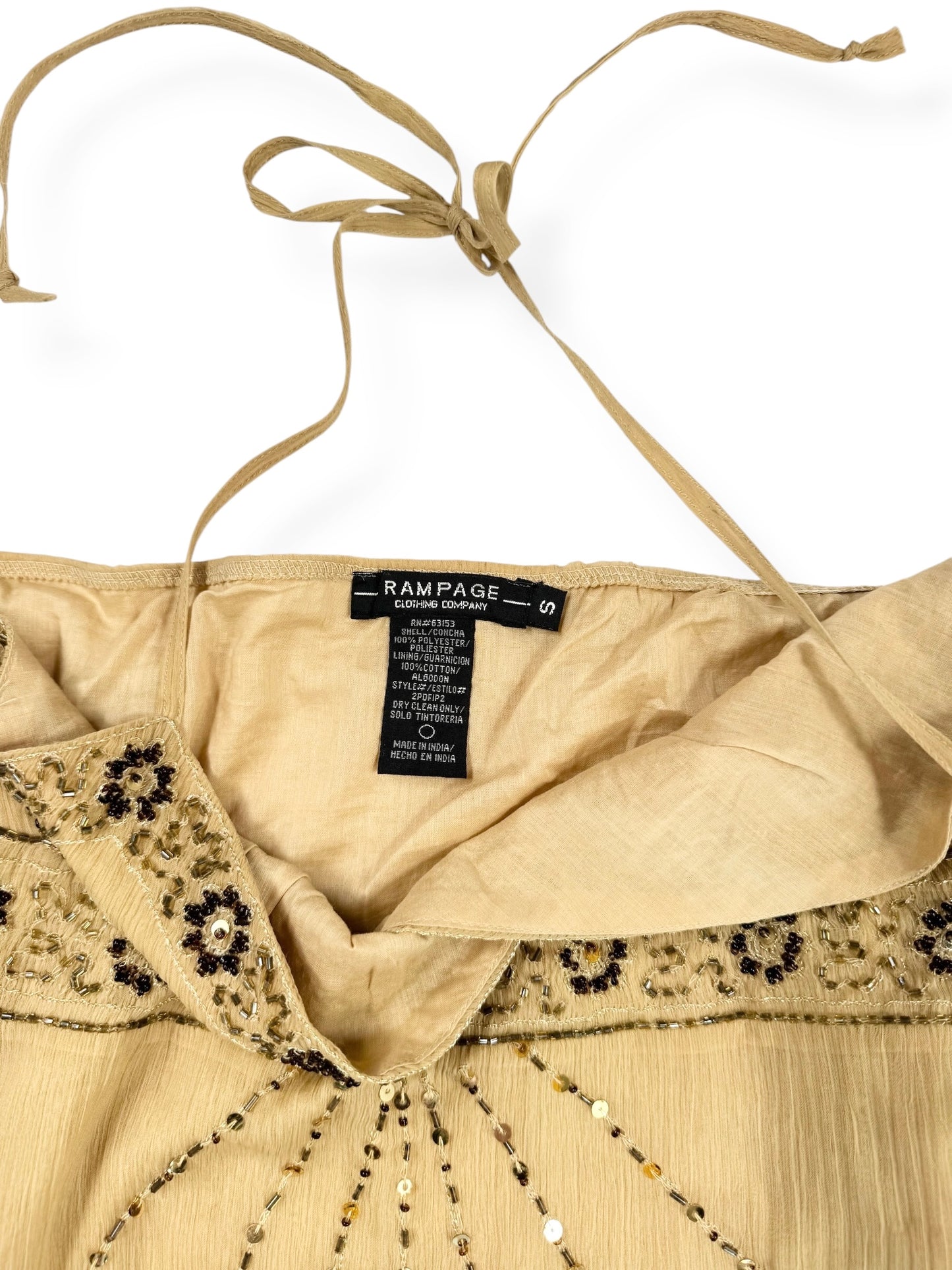 Rampage Beige Beaded Halter Cami ♡ S