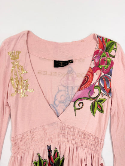 Christian Audigier Pink Mini Dress ♡ XS