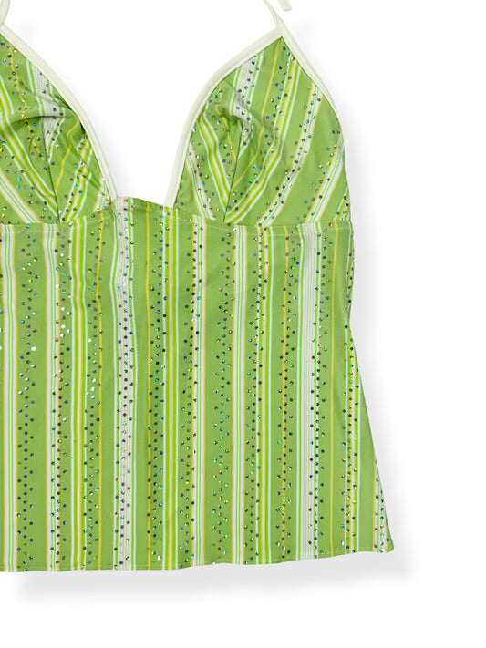 Green Sequin Striped Halter ♡ S