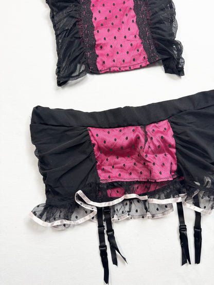 Victorias Secret Pink & Black Cami  Skirt Set ♡ XS