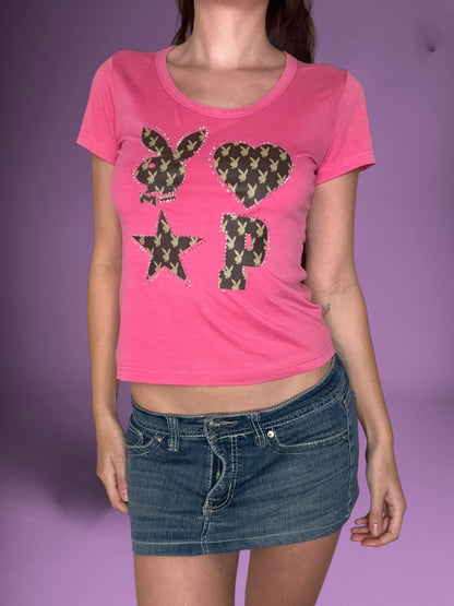 Playboy Pink & Brown Monogram Logo Tee ♡ L