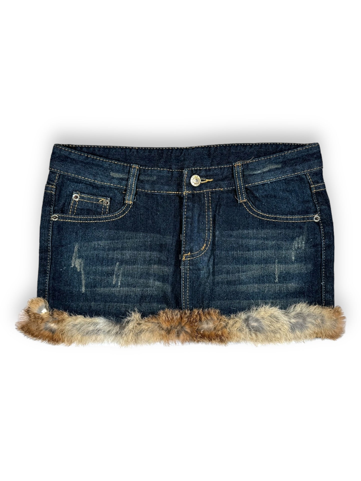 Fur Trim Mini Skirt