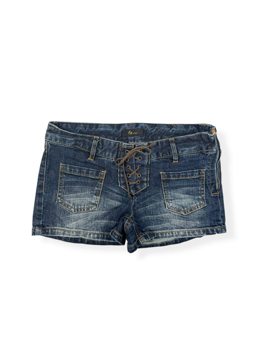 Lace Up Denim Shorts ☆ XS