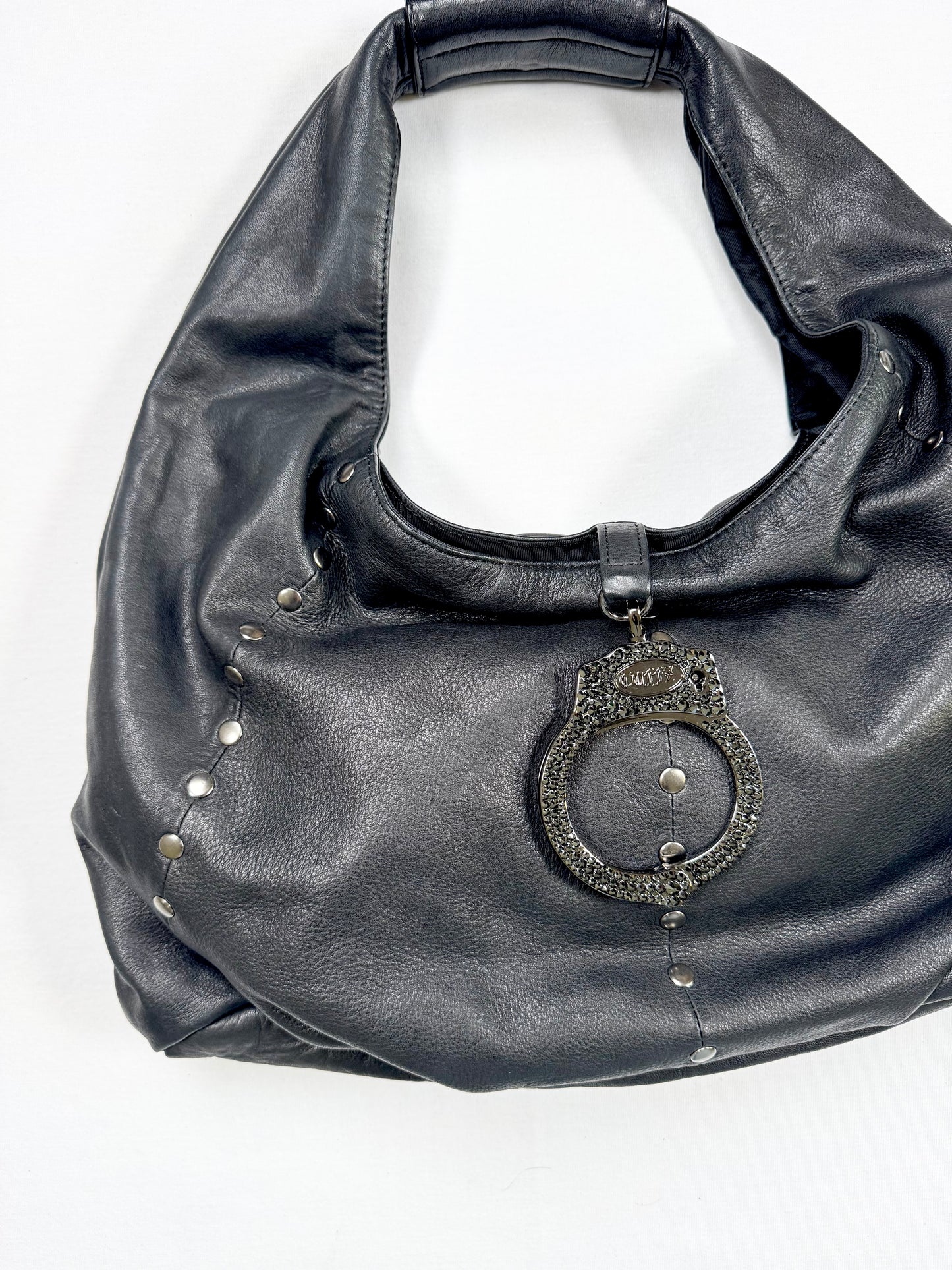 Cuffz By Linz Studded Black Leather Diamanté Cuff Bag ♡